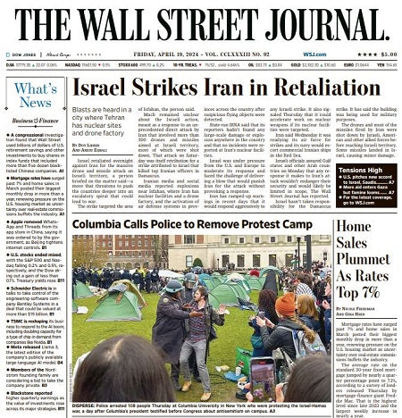 Israel Strikes Iran in Retaliation | The Wall Street Journal -- Fri., April 19, 2024