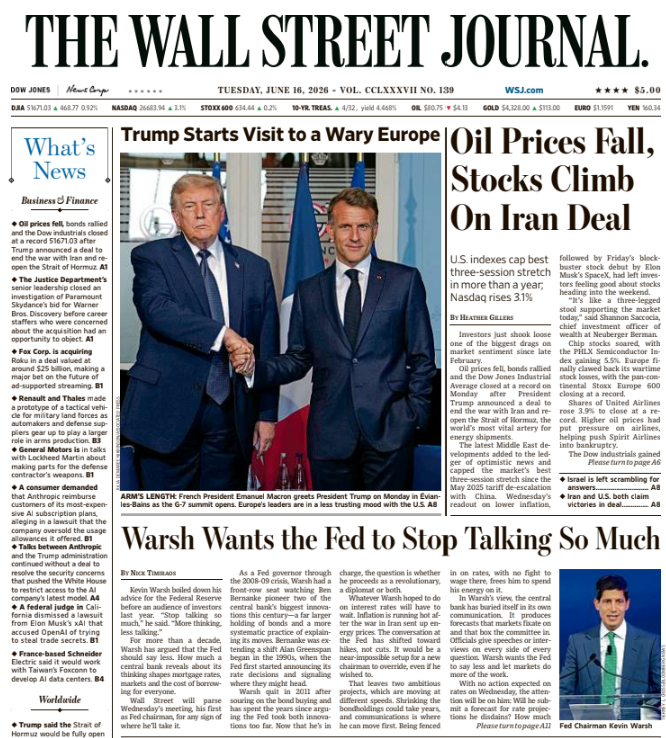 Oil Prices Fall, Stocks Climb On Iran Deal | The Wall Street Journal ...
