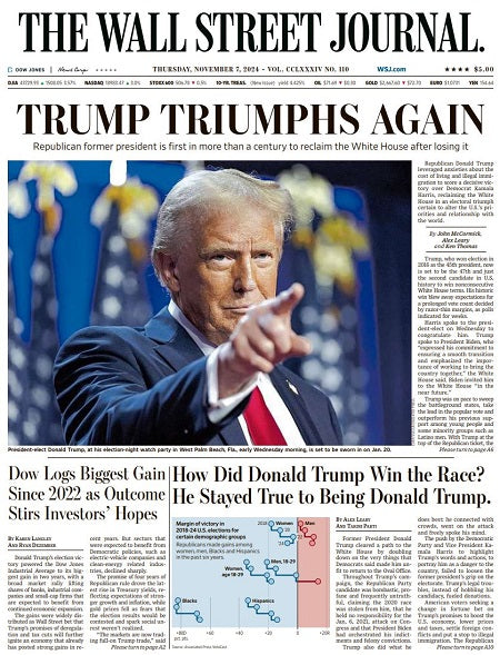 TRUMP TRIUMPHS AGAIN | The Wall Street Journal &ndash; Thu., November 