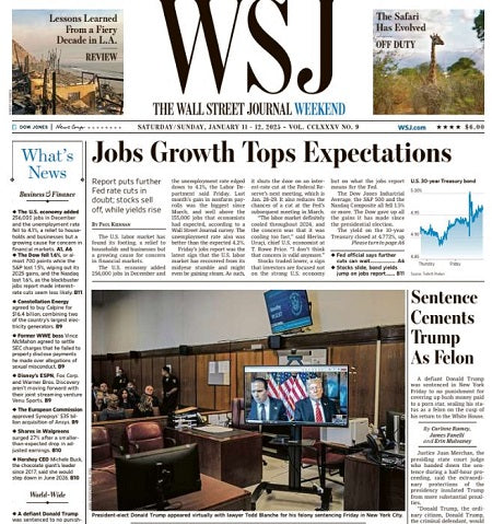 Jobs Growth Tops Expectations | The Wall Street Journal -- Sat./Sun., January 11/12, 2025