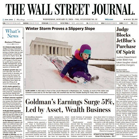 Judge Blocks JetBlue’s Purchase Of Spirit | The Wall Street Journal -- Wed., January 17, 2024