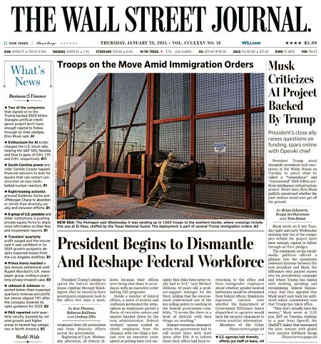 Musk Criticizes AI Project Backed By Trump | The Wall Street Journal -- Thu., January 23, 2025