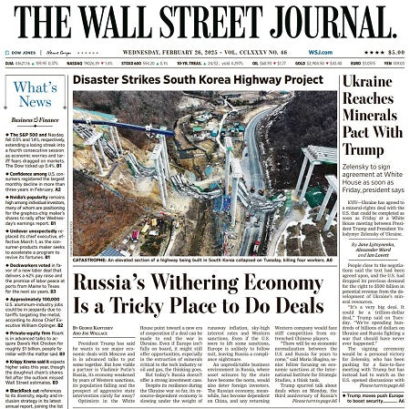 Ukraine Reaches Minerals Pact With Trump | The Wall Street Journal -- Wed., February 26, 2025