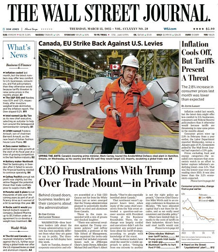 Inflation Cools Off, But Tariffs Present A Threat | The Wall Street Journal -- Thu., March 13, 2025