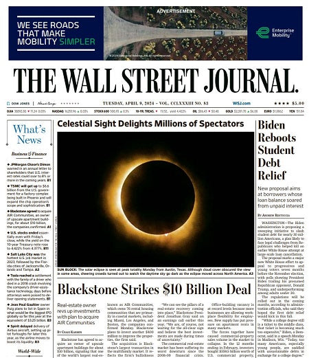 Biden Reboots Student Debt Relief | The Wall Street Journal -- Tue., April 09, 2024