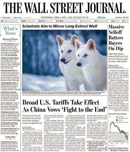 Massive Selloff Batters Buyers On Dip | The Wall Street Journal -- Wed., April 09, 2025