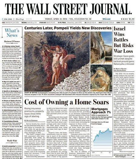 Israel Wins Battles But Risks War Loss | The Wall Street Journal -- Fri., April 12, 2024