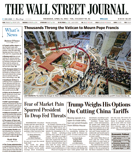 Thousands Throng the Vatican to Mourn Pope Francis | The Wall Street Journal -- Thu., April 24, 2025