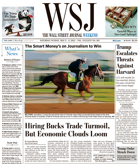Trump Escalates Threats Against Harvard | The Wall Street Journal -- Sat./Sun., May 03/04, 2025