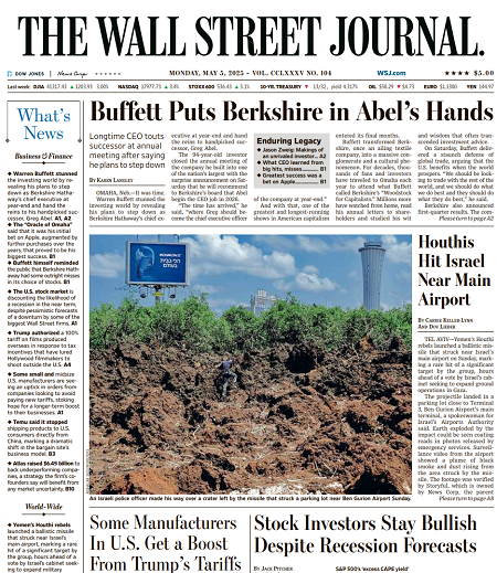 Buffett Puts Berkshire in Abel’s Hands | The Wall Street Journal -- Mon., May 05, 2025