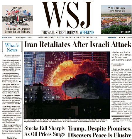 Iran Retaliates After Israeli Attack | The Wall Street Journal -- Sat./Sun., June 14/15, 2025