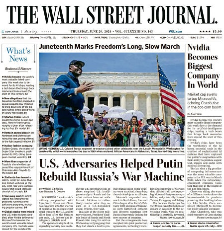 Nvidia Becomes Biggest Company In World | The Wall Street Journal -- Thu., June 20, 2024