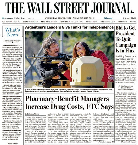 Bid to Get President To Quit Campaign Isin Flux | The Wall Street Journal -- Wed., July 10, 2024