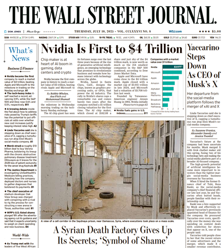 Yaccarino Steps Down As CEO of Musk’s X | The Wall Street Journal -- Thu., July 10, 2025