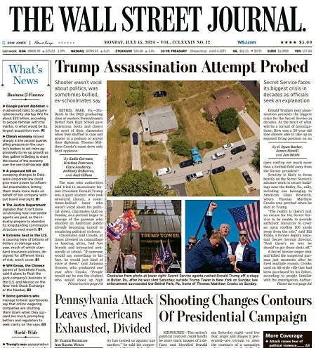 Trump Assassination Attempt Probed | The Wall Street Journal -- Mon., July 15, 2024