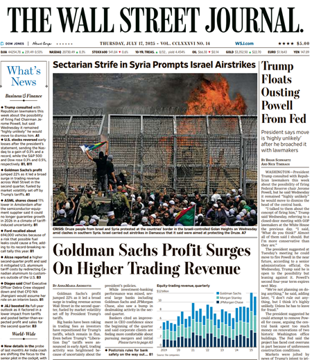 Trump Floats Ousting Powell From Fed | The Wall Street Journal -- Thu., July 17, 2025