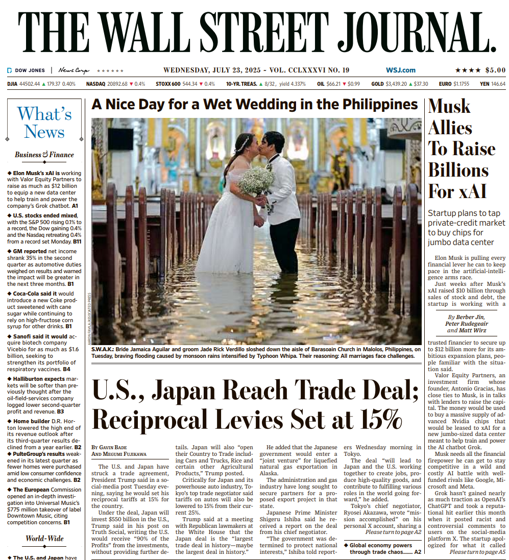Musk Allies To Raise Billions For xAI | The Wall Street Journal -- Wed., July 23, 2025