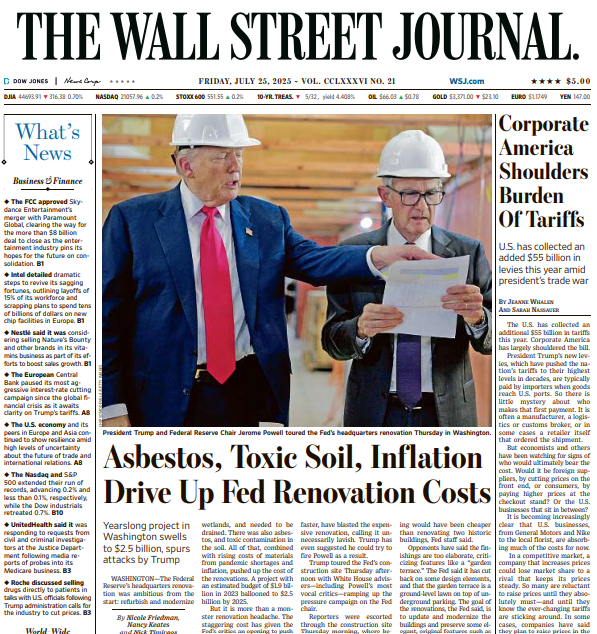 Corporate America Shoulders Burden Of Tariffs | The Wall Street Journal -- Fri., July 25, 2025
