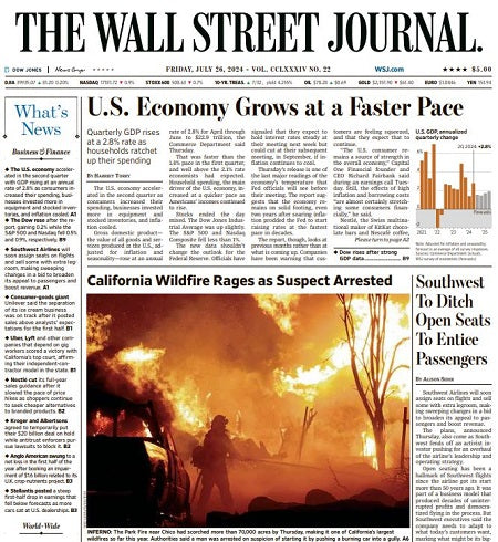 U.S. Economy Grows at a Faster Pace | The Wall Street Journal -- Fri., July 26, 2024