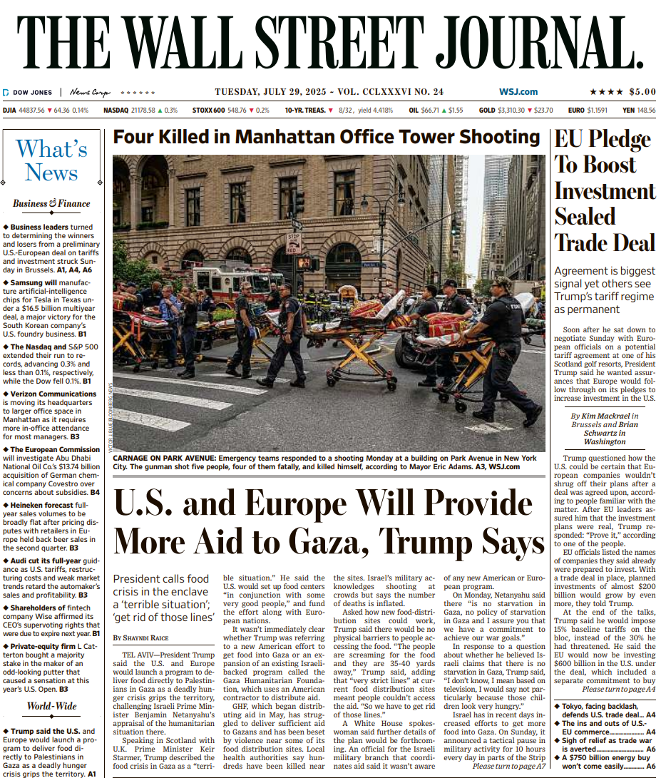 EU Pledge To Boost Investment Sealed Trade Deal | The Wall Street Journal -- Tue., July 29, 2025