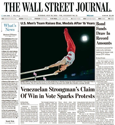 Bond Funds Draw In Record Amounts | The Wall Street Journal -- Tue., July 30, 2024