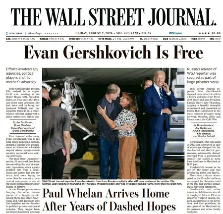 Evan Gershkovich Is Free | The Wall Street Journal -- Fri., August 02, 2024