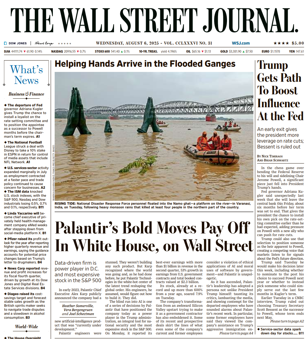 Trump Gets Path To Boost Influence At the Fed | The Wall Street Journal -- Wed., August 06, 2025