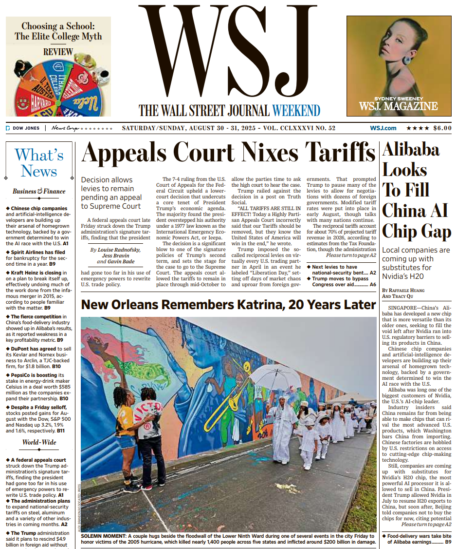 Alibaba Looks To Fill China AI Chip Gap | The Wall Street Journal -- Sat./Sun., August 30/31, 2025