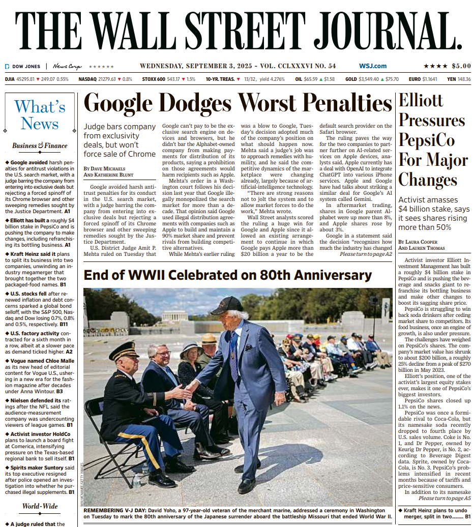 Elliott Pressures PepsiCo For Major Changes | The Wall Street Journal -- Wed., September 03, 2025