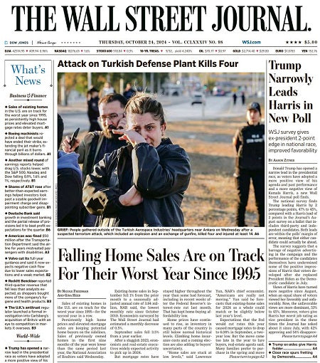 Trump Narrowly Leads Harris in New Poll | The Wall Street Journal -- Thu., October 24, 2024