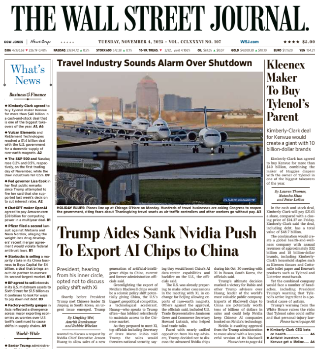 Kleenex Maker To Buy Tylenol’s Parent | The Wall Street Journal -- Tue., November 04, 2025