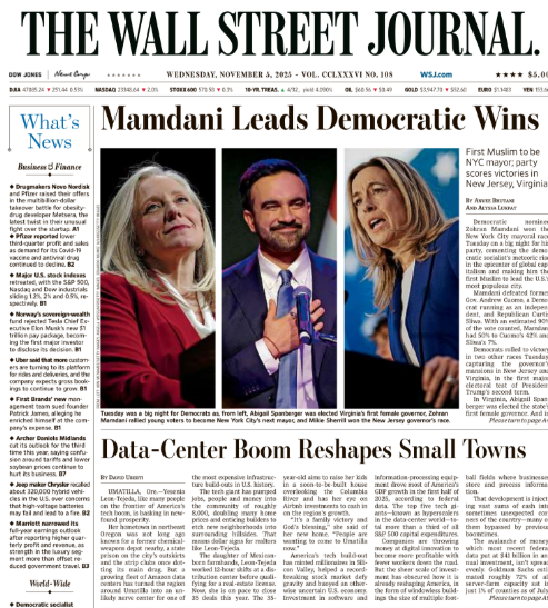 Mamdani Leads Democratic Wins | The Wall Street Journal -- Wed., November 05, 2025
