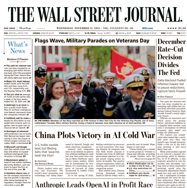 December Rate-Cut Decision Divides The Fed | The Wall Street Journal -- Wed., November 12, 2025