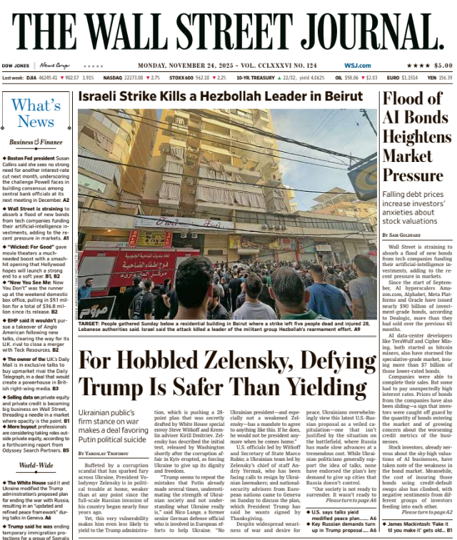Flood of AI Bonds Heightens Market Pressure | The Wall Street Journal -- Mon., November 24, 2025