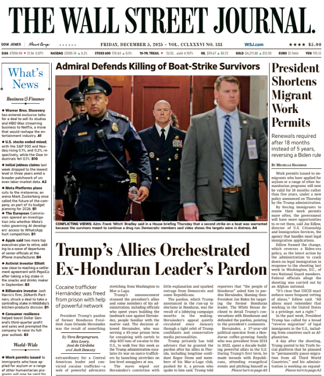 President Shortens Migrant Work Permits | The Wall Street Journal -- Fri., December 05, 2025