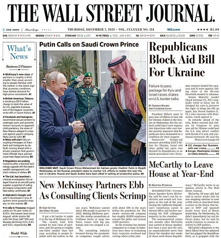 Republicans Block Aid Bill For Ukraine | The Wall Street Journal -- Thu., December 07, 2023