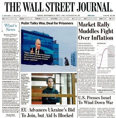 Market Rally Muddles Fight Over Inflation | The Wall Street Journal -- Fri., December 15, 2023