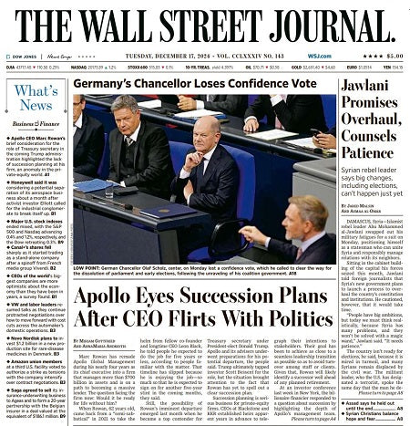 Jawlani Promises Overhaul, Counsels Patience | The Wall Street Journal -- Tue., December 17, 2024