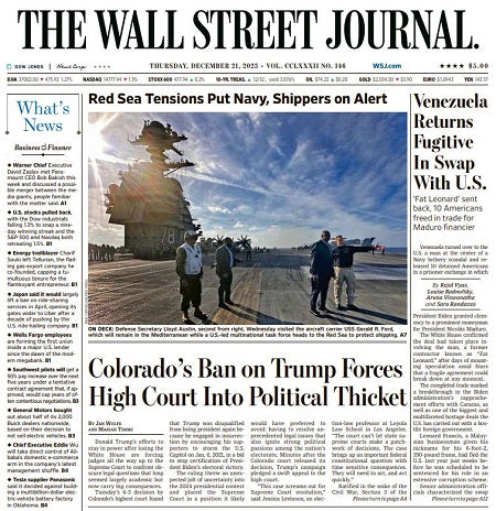 Venezuela Returns Fugitive In Swap With U.S. | The Wall Street Journal -- Thu., December 21, 2023